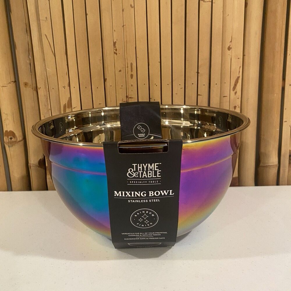 Boho New Thyme & Table Iridescent Rainbow Finish Stainless Steel Mixing Bowl 5QT